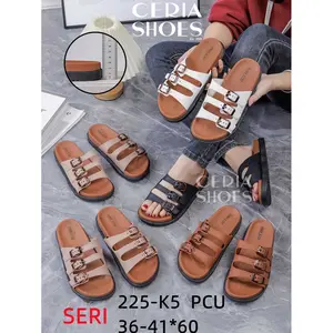 Sandal Wanita Karet Gesper Strap Bahan Jelly PVC Sol Empuk Elastis Tebal Anti Slip 225-K5