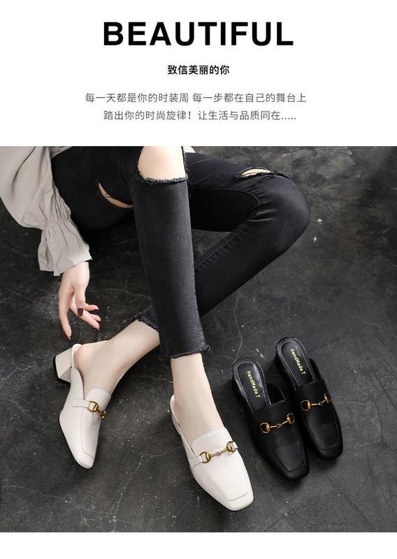 Product Introduction of New 2024 New Internet Celebrity Versatile Semi Slippers Shoes Mid Heel Toe Box Half Slippers Women's Summer Outdoor Fashion Muller Shoes Sandals 1