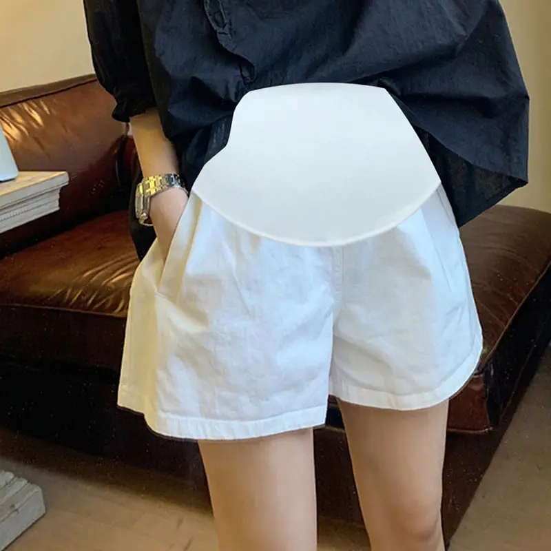 Quần Đùi Cho Phụ Mang Thai, Thời Trang Mùa Hè, Mặc Cho Mẹ, Mỏng Và Có Thể Mặc Ngoài Trời, Màu Trắng, Quần Ống Rộng, Dáng Rộng Rãi Và Thường Ngày, Hỗ Trợ Bụng, Quần Legging