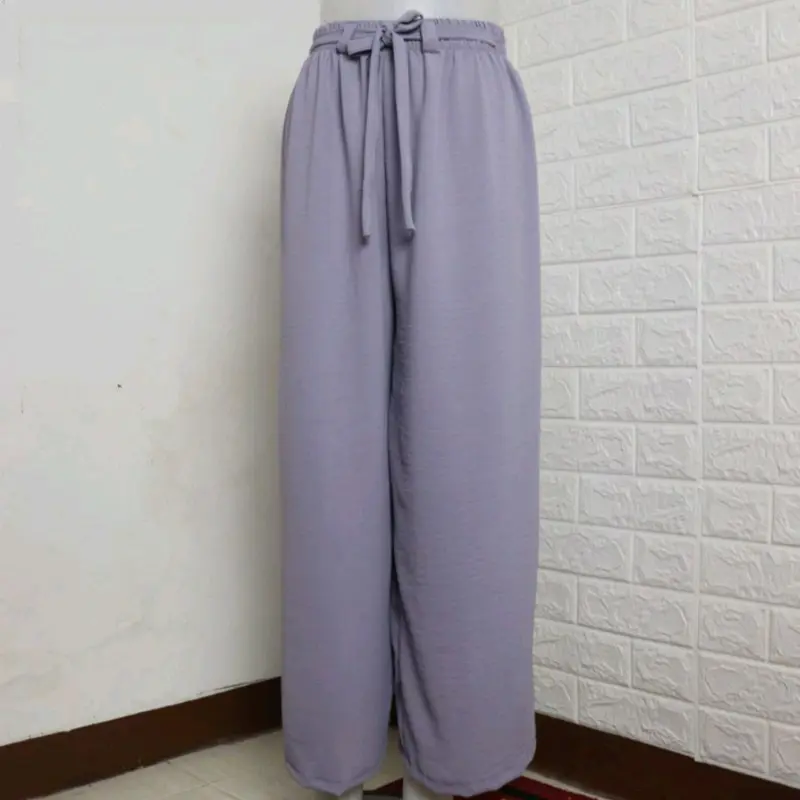 Celana Kulot Crincle airflow murah mewah Karet Nyaman Harian  Wanita  Crinkle  Bawahan Panjang Dewasa Linen Katun 4