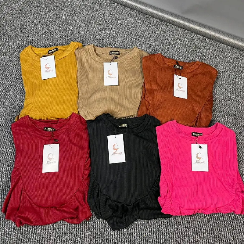 Atasan Nadlyn Blouse Ruffle polos 2