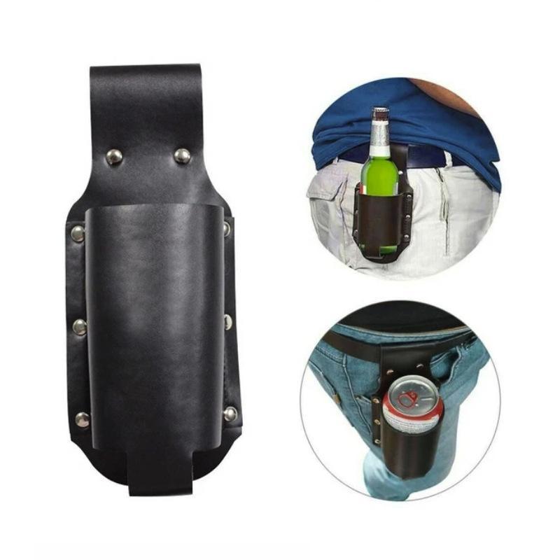 PU Leather Water Bottle Holder, Waterproof Waist Bottle Holder, Creative Waist Bag for Travel Outdoor & Backyard Use, Drinkware 3