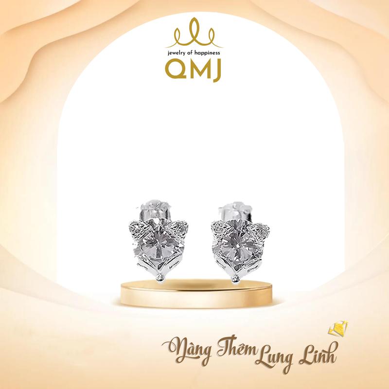 QMJ STORE GMV - Q46 Bông tai HỒ LY bạc 925 chuẩn nạm đá 6ly lấp lánh, sang chảnh, thời trang phụ kiện trang sức bạc 925 cao cấp bông tai nữ