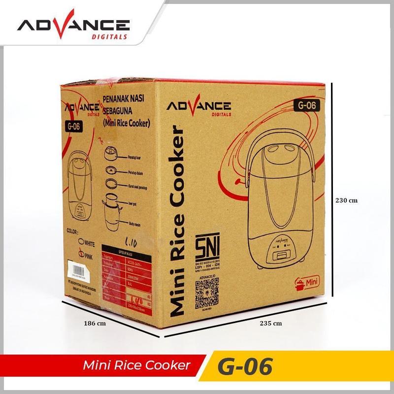 Advance G-06 Mini Rice Cooker Listrik Travel, kapasitas 0.6 liter, Anti lengket, Cocok Untuk Nasi dan Bubur 5