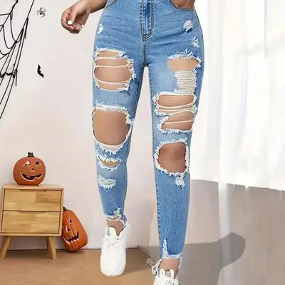 Hollister ripped jeans girls hotsell