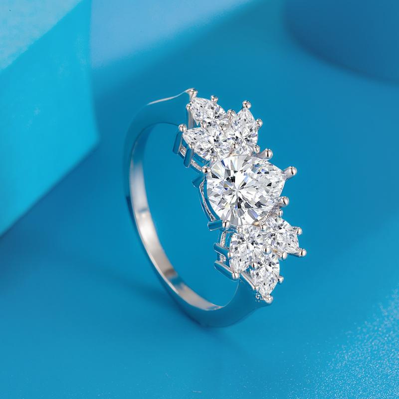 Product Introduction of Temperament Trend High-Grade Horse Eye Snowflake Ring Fashion Personality Brocade Bunch Pear-Shaped Ring Ring 2