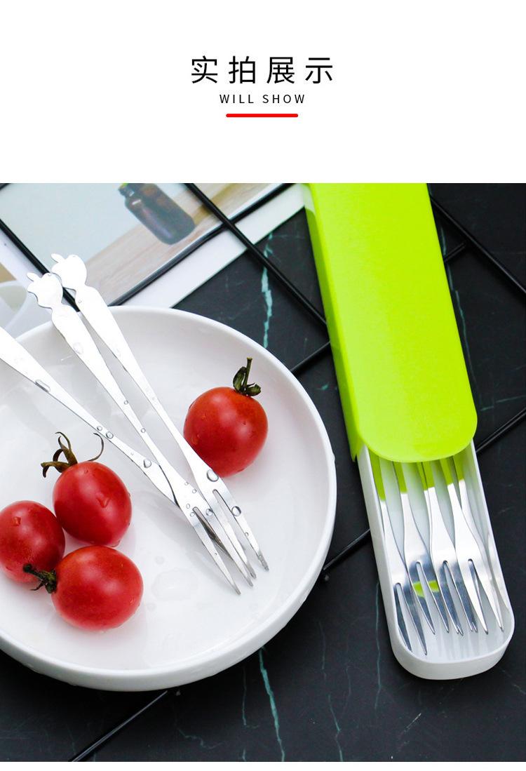 Product Introduction of 304 Stainless Steel Fork Household Fruit Fork Moon Cake Fork Dessert Cake Fork Portable Creative Fruit Toothpick Tableware Set 7