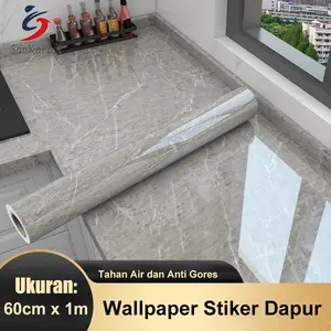 Wallpaper Stiker Dapur/Wallpaper Dinding [60CM*100CM]  Api Motif Marmer Marble/Kamar Mandi Anti Air Minyak