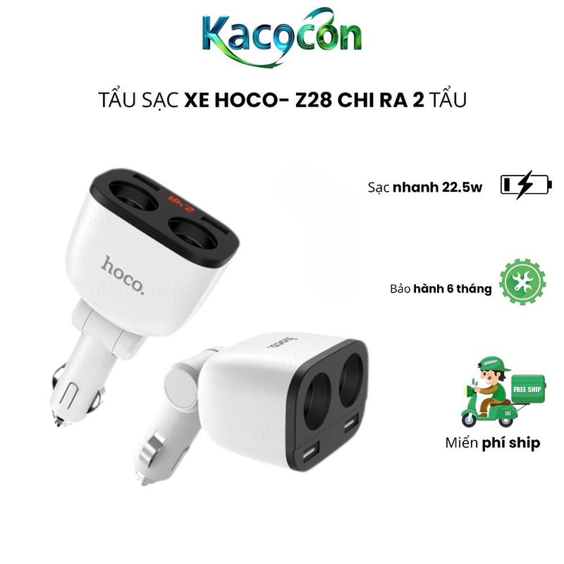 Cốc Sạc Xe Ô Tô Hoco Mã Z28 Kèm 2 Tẩu Sạc Chuẩn 2,4a  Phụ Kiện Hổ Trợ Sạc Nhanh Cho Ô Tô Và Điện Thoại 1