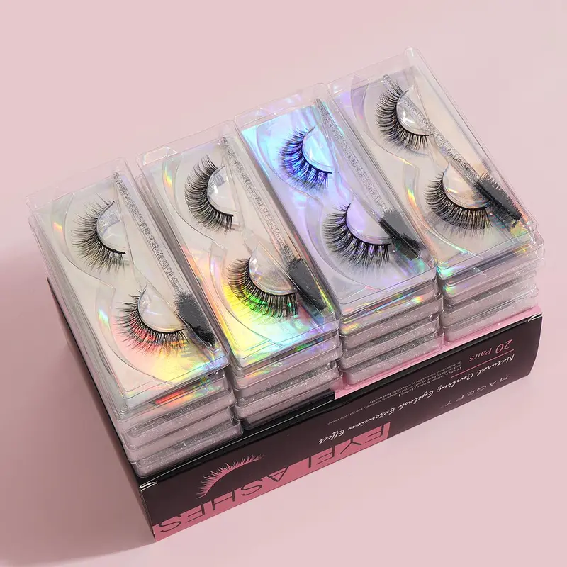 20 Pairs Cat Eye Fluffy False Eyelashes with 20 Disposable Eyelash Brushes, Great for Women & Girls, Valentine's Day Gift 4