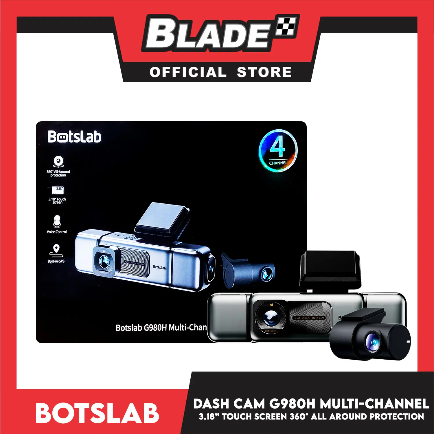 Botslab Multi-Channel DVR G980H 3.18'' Touch Screen Car Dash Camera ...