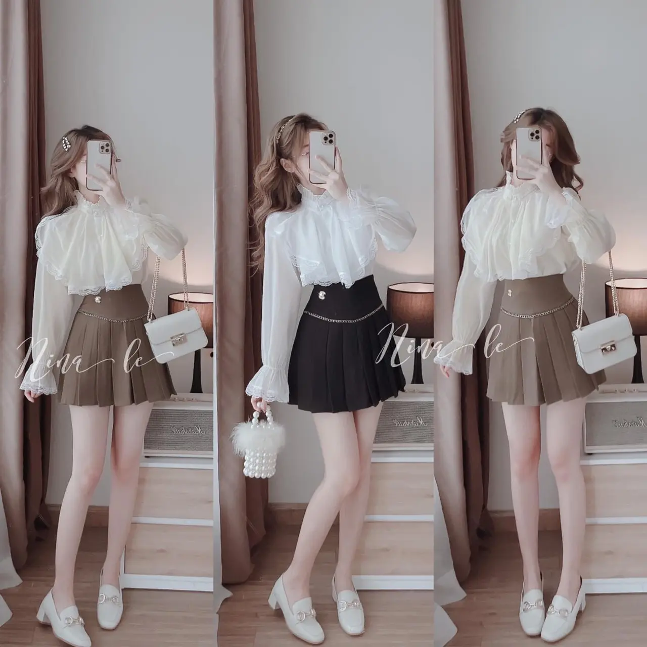 Áo sơ mi tiểu thư phối ren _437