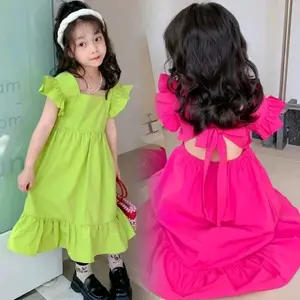 Dress Tali Belakang Anak Korean new burgundy