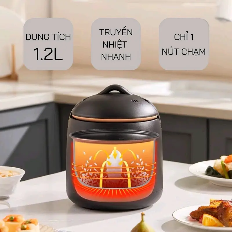 Nồi Cơm Điện Mini Chống Dính CHIGO Chính Hãng, Nấu Hầm Súp Cháo Đa Năng Nấu Cơm Cooker 6
