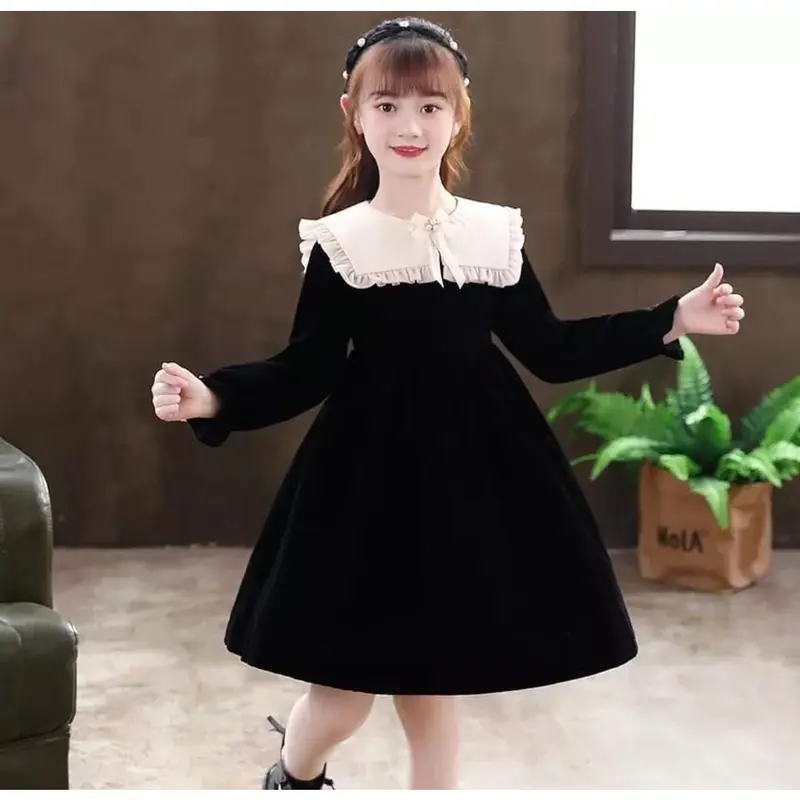 Dress anak lengan panjang / Dress import anak Korean style / Gaun pesta anak perempuan usia 6 7 8 9 10 tahun / Dres anak tanggung/ Kids Queen665 3