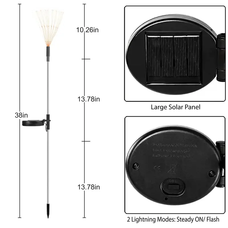 Đèn LED năng lượng mặt trời, Đèn Pháo hoa, Đèn cổ tích, Không thấm nước, Đèn bãi cỏ Bồ Công Anh ngoài trời, Thích hợp để trang trí vườn sân trong, Đèn LED năng lượng mặt trời 2