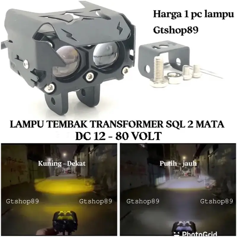Lampu Tembak LED Laser 2 Mata CR7 Jauh Dekat Kuning Putih 40 Watt Waterproof 3