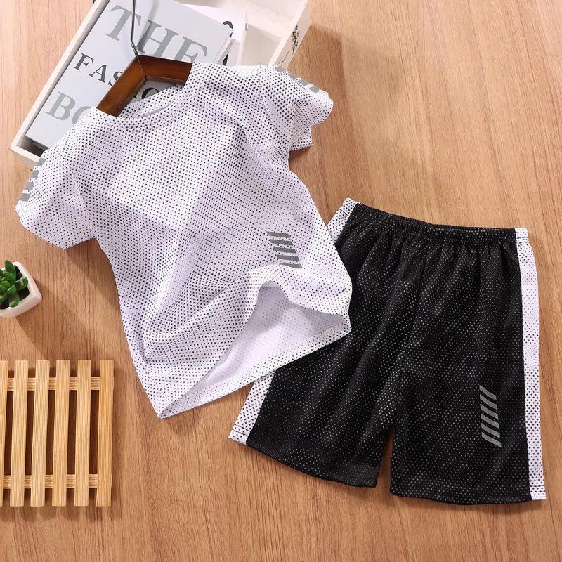 Summer Baby Girls Clothes Set Breathable Sport Football Jogging T-Shirts And Shorts 2PCS Suit Children Boy Top Bottom Tracksuits 1