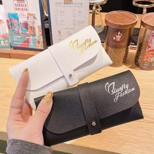 Fashion Retro Literary Simple Glasses Bag Soft Leather Portable Sunglasses Bag Storage Bag