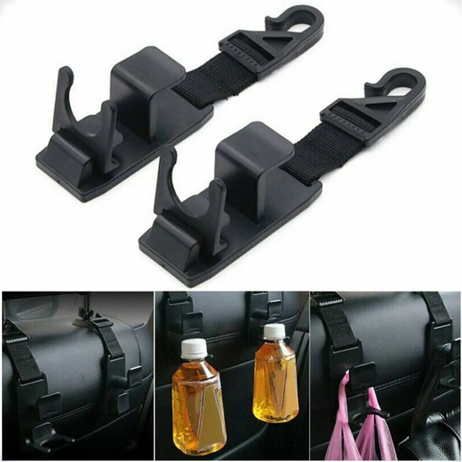 1/2/4Pcs Car Purse Holder Hook Adjustable Car Hooks for Headrest Multifunctional Car Seat Hooks for Bags Bottles Car Interior Organizer
