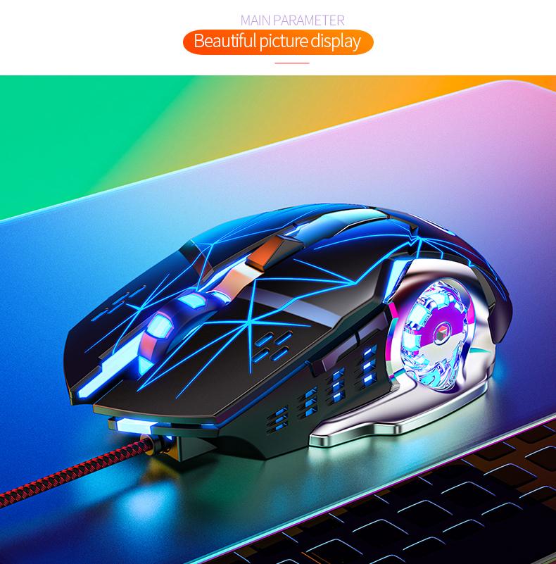 Product Introduction of Wired Gaming Mouse 3600 DPI RGB Braided USB Cable 6 Buttons Mute Mouse for PC Laptops Computer Peripheral  E-Sports Gamer 12