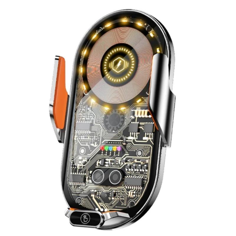 Giá đỡ Điện Thoại cho Ô Tô C13 trong suốt sạc không dây sạc nam châm cảm ứng đóng mở tự động