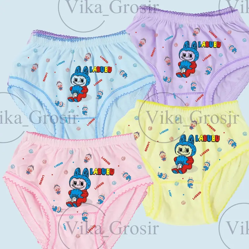 PROMO 6 PCS CD LABUBU ANAK PEREMPUAN USIA  2-8 THN CELANA DALAM VIRAL TERLARIS pakaian dalam 3-4 tahun Motif Fashion celana  dalam  anak 5