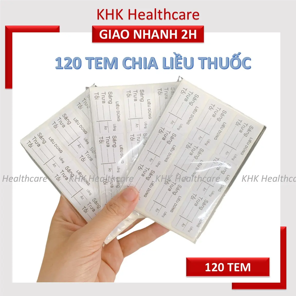 Set 120 tem dán chia liều thuoc in sẵn tiện lợi, kích thước 35x22cm