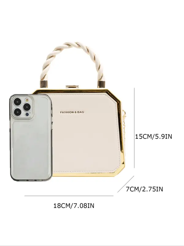 Women's Elegant Chain Strap Solid Square Bag, Trendy Minimalist Handbag, Chic All-match Handbag for Daily & Work Use 3