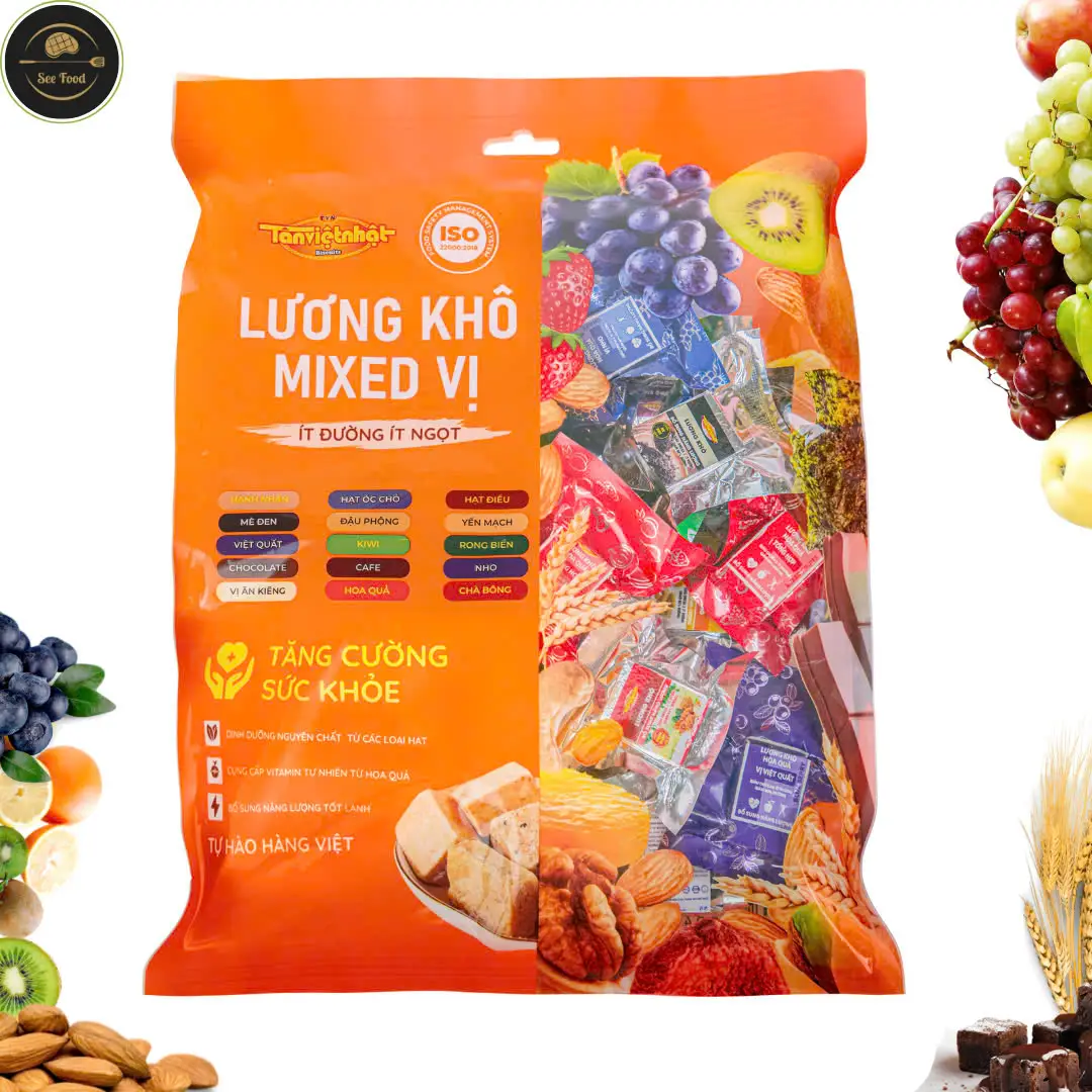 1KG Lương khô 15 vị dinh dưỡng TÂN VIỆT NHẬT (MIX CHUẨN ĐỀU VỊ) Thức Ăn Vặt SEE FOOD A4 Snack ngucoc