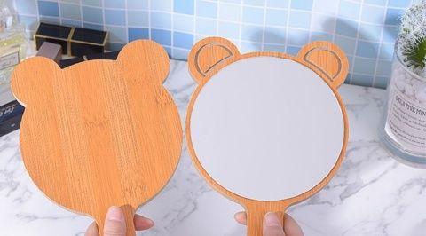 Product Introduction of Handle Mirror Cute Dressing Wooden Handheld Beauty Mirror with Handle Makeup Mirror for Women Original Wood Portable HD 5