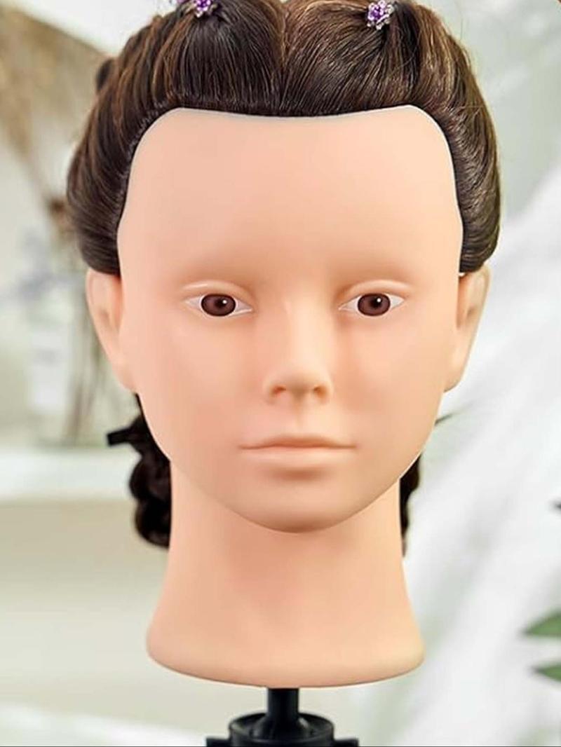 Product Introduction of 23 Inch Long Hair Mannequin Head with 70% Real Hair, Training Head Hairdresser Practice Styling Manikin Head, Cosmetology Doll Head Choice To Practice Hair Braiding 7