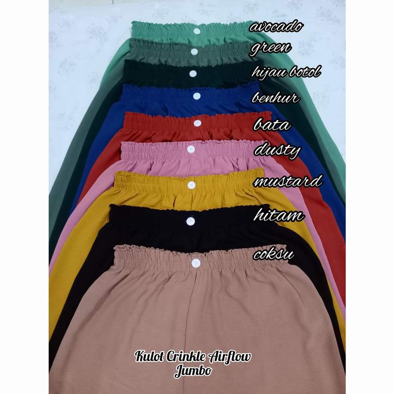 Product Introduction of Isi 3 pcs - Kulot crinkle jumbo bb 85 cocok buat ibu hamil- Celana bumil big size kringkel airflow premium 19
