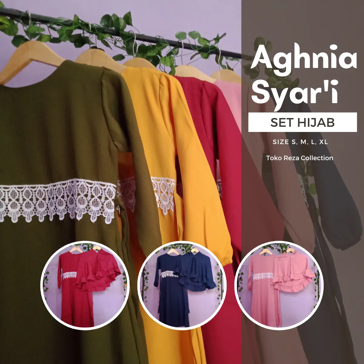 Gamis anak Aghnia Syari Polos set hijab/ kerudung Nyaman Muslim