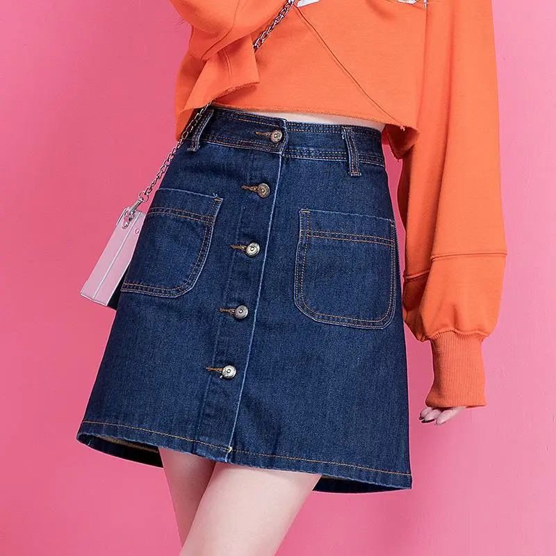 Chân Váy Denim, Chân Váy Chữ A Mùa Hè Cho Nữ, Cạp Cao, Kiểu Bó, Thích Hợp Cho Học Sinh, Bó Sát, Ins Siêu Hot, Hàng Mới Về, 2024