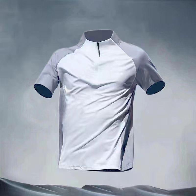 Product Introduction of Áo Thun Thể Thao, Dành Cho Nam Giới, Nửa Dây Kéo, Cổ Chân Đế Chất Liệu Lụa Lạnh Nhanh Khô, Ngắn Tay, Áo Chạy Bộ, Thích Hợp Cho Mùa Hè, Tập Luyện Thể Thao, Quần Áo Tennis 6
