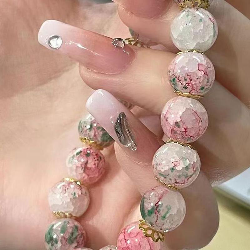 Product Introduction of Cherry Blossom Glass Beaded Bracelet Elegant Flower Bracelet For Women Fashion Accessories Gifts 27