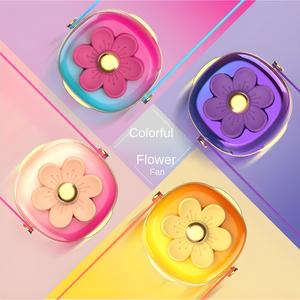 GL126 Cool Pet Rotating Flower Hanging Neck Fan Portable Hands-Free USB Rechargeable Finger Decompression Fan for Students and Children with Three Wind Speeds