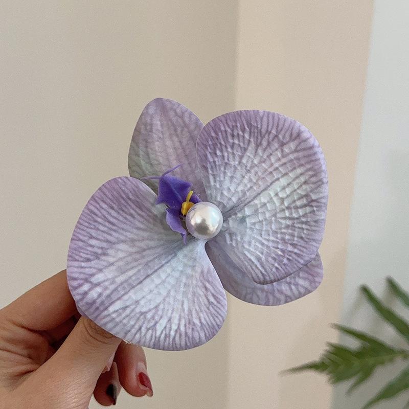 Product Introduction of Elegant Phalaenopsis Flower Hair Clip, Side Bangs Hairpin For Women, New Arrival Forehead Pearl Hair Ornament 6