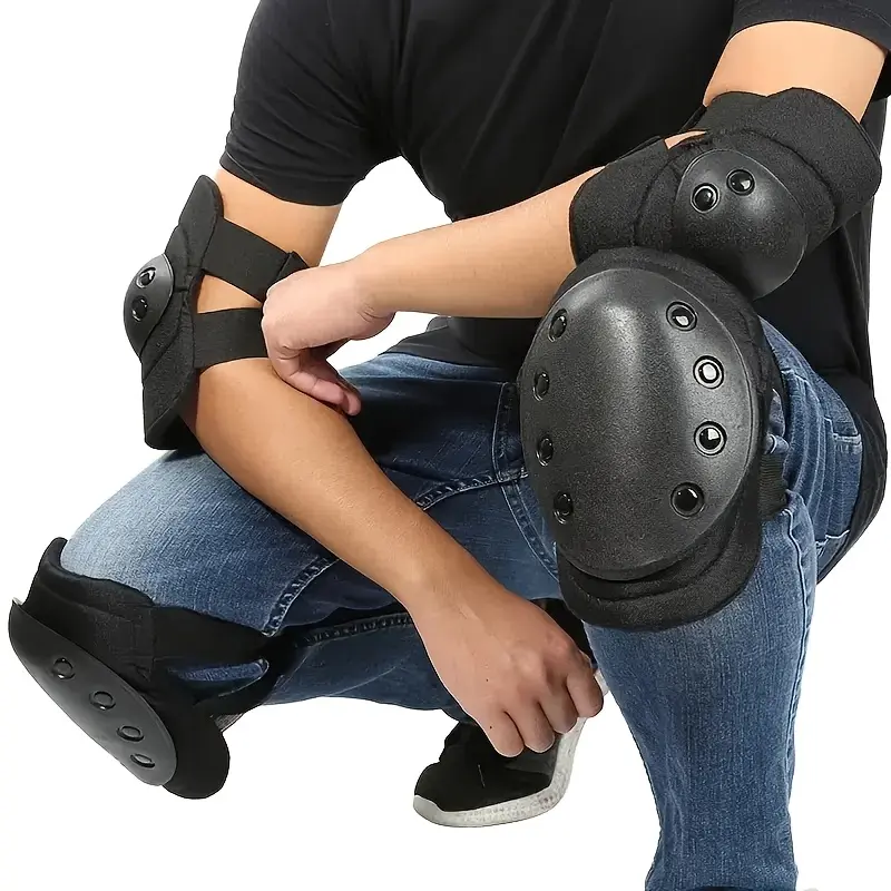 [Black EVA/PE Knee & Elbow Pads] Black Knee & Elbow Pads Set with Air Cushion - EVA/PE, Buckle Closure for Ice Skating & Outdoor Sports Safety 6