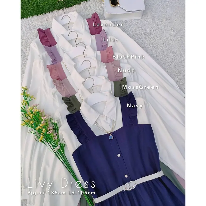 Baju Gamis Wanita Terbaru Livy Dress Gamis Remaja Kekinian Korean Style Busui FREE BELT ZHI 4