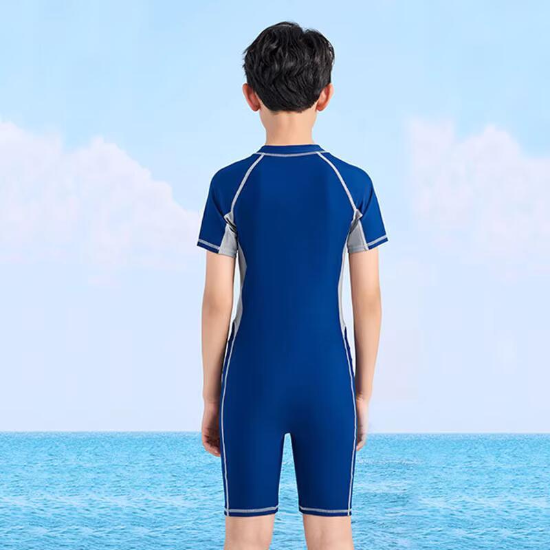 Front Zipper Swimming Suits For Boys One Piece Swimsuit Children Kids Swimwear Teenage Beachwear Fast Dry Big Size 1