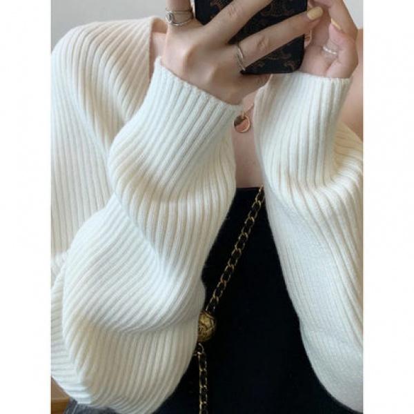 Product Introduction of Váy Hai Dây Không Tay Phong Cách Pháp Xiaoxiangfeng Áo Khoác Cardigan Dệt Kim Phối Bên Ngoài Áo Len Nữ Tay Cánh Dơi Khăn Choàng Dáng Ngắn Khí Chất 4