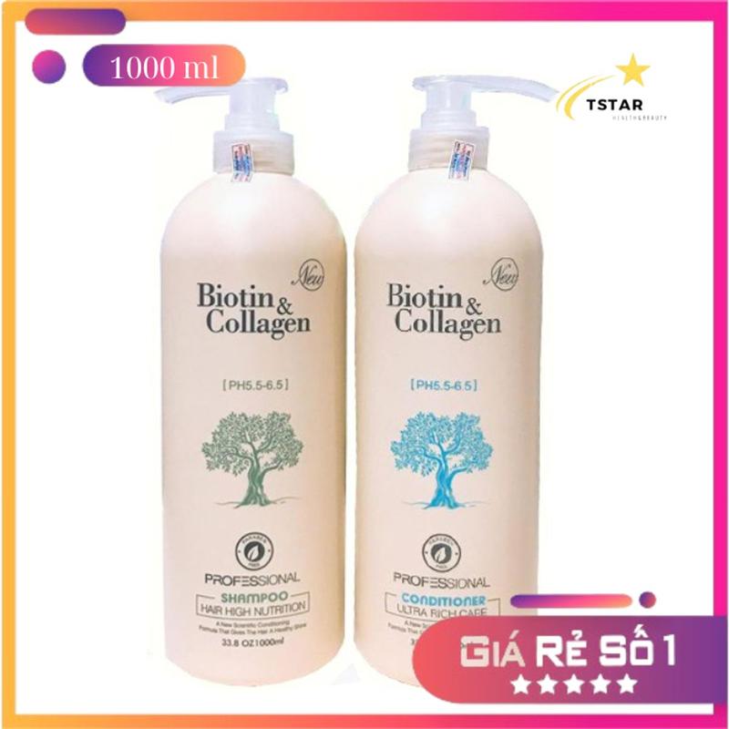 Cặp Dầu Gội Xả Biotin Collagen Trắng 1000ml combo dầuxả