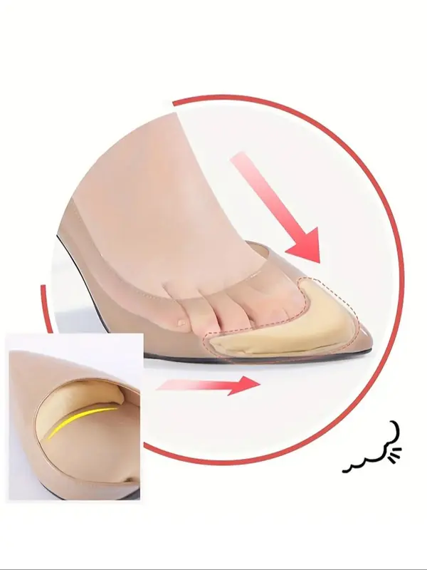 Women's Anti-pain Shoe Toe Front Long Toe Filler Shoe Cushion, Solid Color Comfortable Shoe Toe Front Long Toe Filler, Shoes Insert for Women, Insole Pads 2