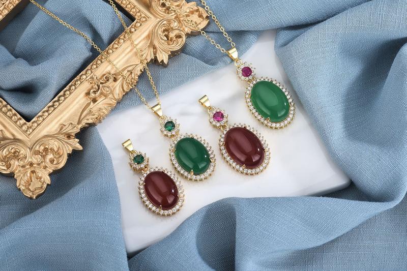 Product Introduction of Copper Plated Golden Ancient Method Inlaid Natural Agate Micro-Inlaid Jewelry Chalcedony Pendant Empty Holder Ornament 0