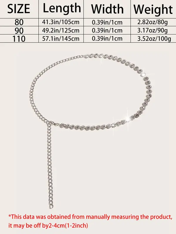 Women's Rhinestones Decor Chain Belt For Dress, Elegant Iron Waist Belt For Evening Party, Daily Clothing Decoration 1