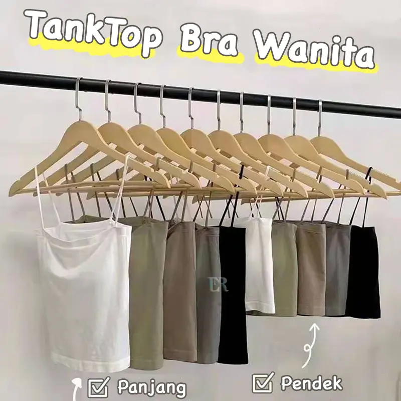 LNR Shop Lokal Premium Tanktop Crop Top Panjang / Pendek dengan Cup Busa Tali Kecil Spaghetti Bahan Adem Seamless Bra Atasan Wanita Casual Singlet Dalaman Kaos Dalam Motif Polos Warna Warni tanktop  viral ghiska tanktop