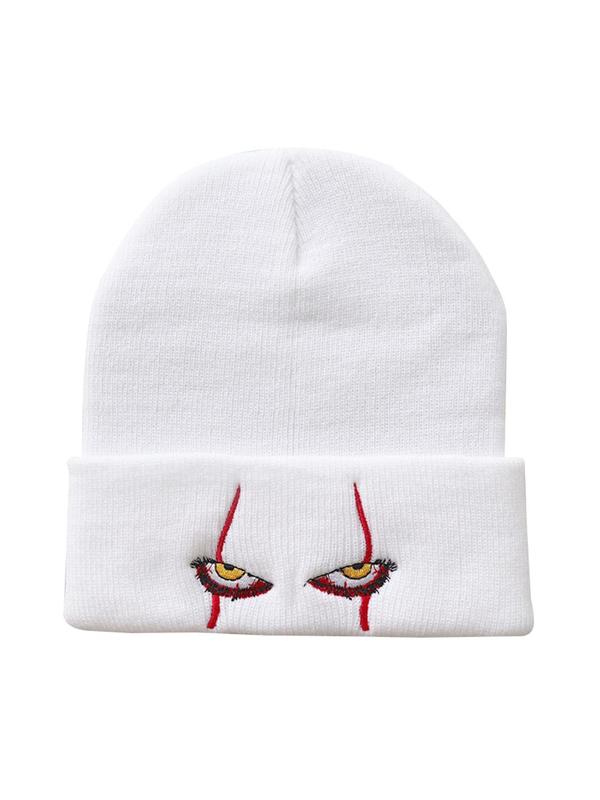 Unisex Street Style Beanie Hat with Eye Design, Casual Trendy Warm Beanie Hat, Fashionable Knitted Beanie Hat For Fall & Winter 2