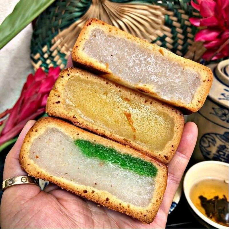 Bánh xà lam dừa mix 3 vị nhân dừa,nhân đậu xanh, nhân lá dứa  hộp 12 bánh 450g+ Bánh ăn vặt Miền Tây thuần chay